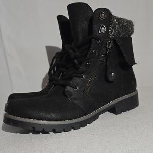 Women's Black Lace-Up Combat Boots